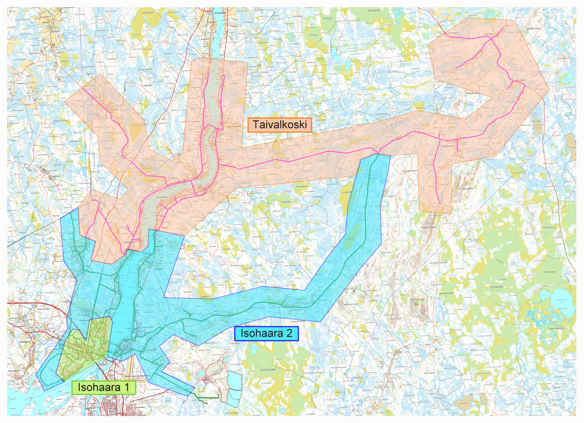 Kapasiteetti alueet kartalla